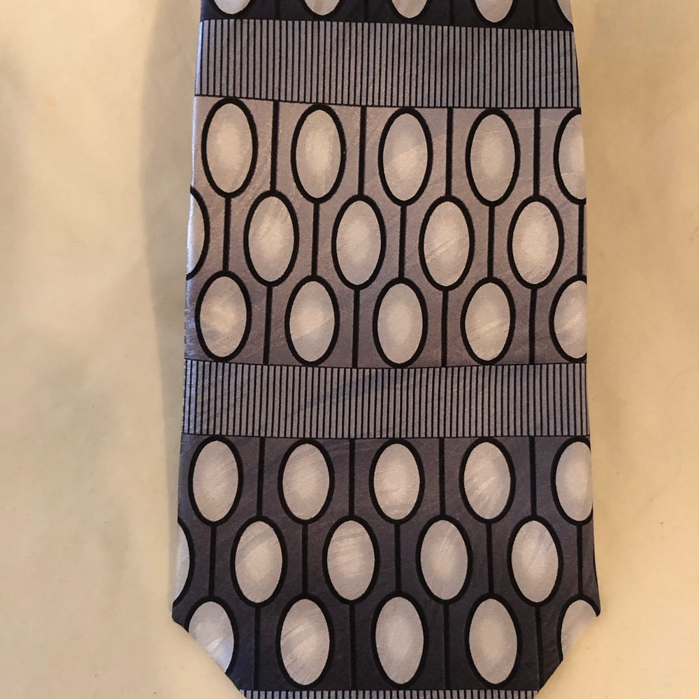 Keith Daniels Gray/Black Geo Silk Tie 60”